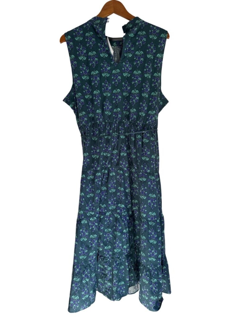 J.Crew Womens Sleeveless Midi Dress Floral Print Green & Purple Size 20 NWT